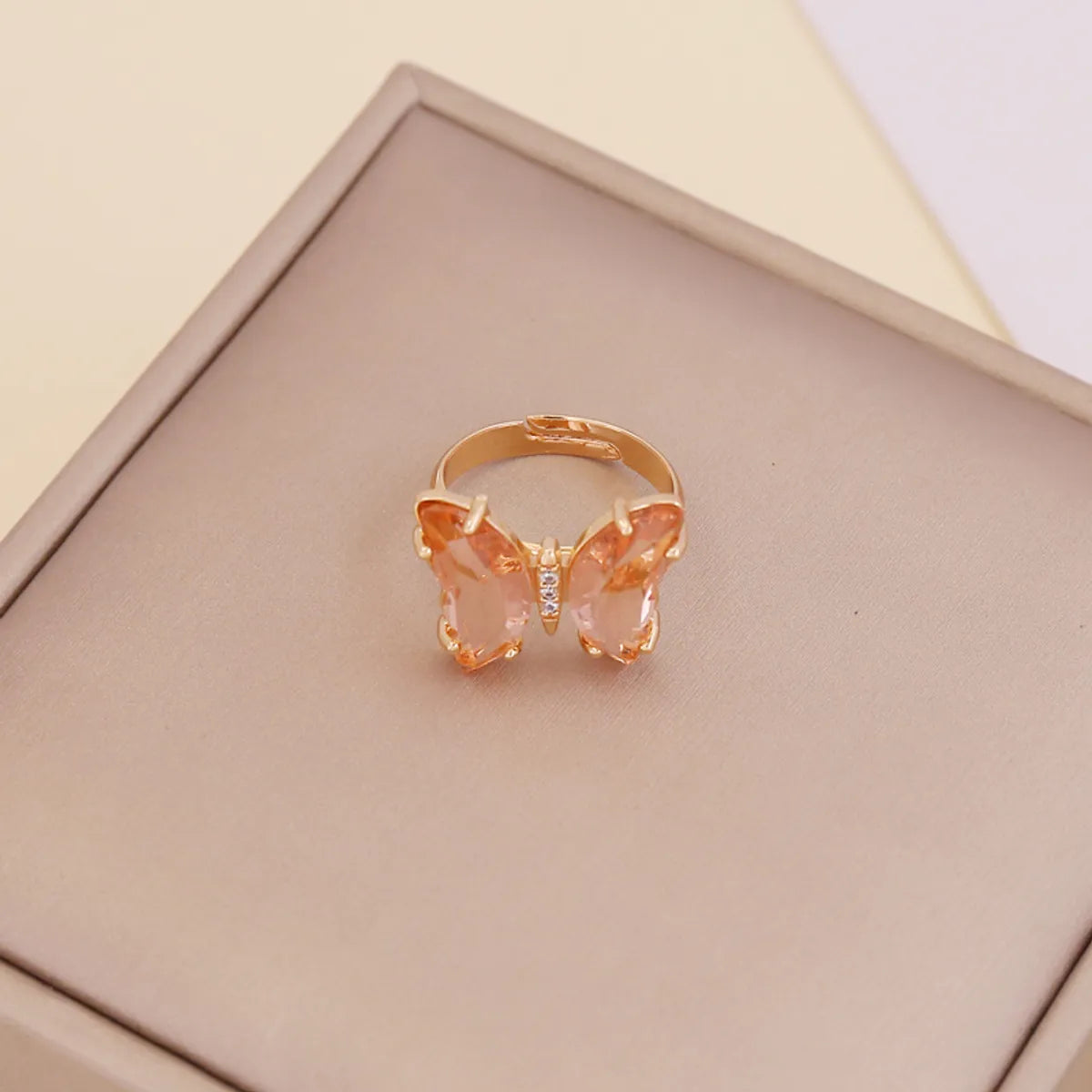 Fashion Zircon Butterfly Opening Adjustable Ring Wholesale