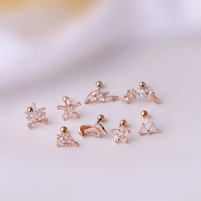 Fashion Flower Inlaid Zircon Metal