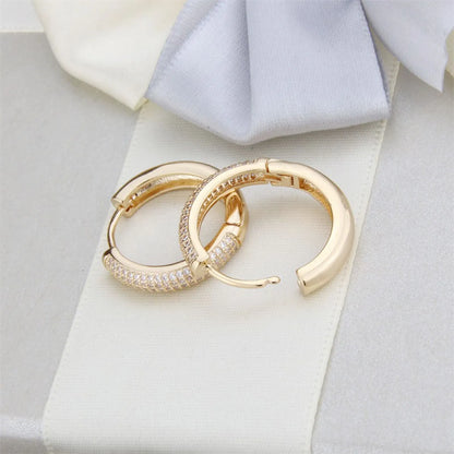 Fashion Zircon Hoop Earrings Simple Copper Earrings Women Macro-inlaid Zirconium Round Earrings Gooddiy