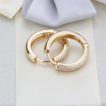 Fashion Zircon Hoop Earrings Simple Copper Earrings Women Macro-inlaid Zirconium Round Earrings Gooddiy