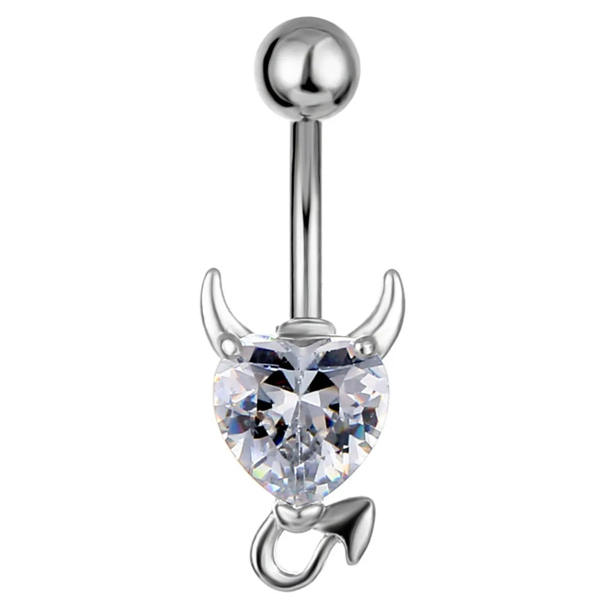 Fashion Zircon Little Devil Heart-shaped Navel Button Navel Nail