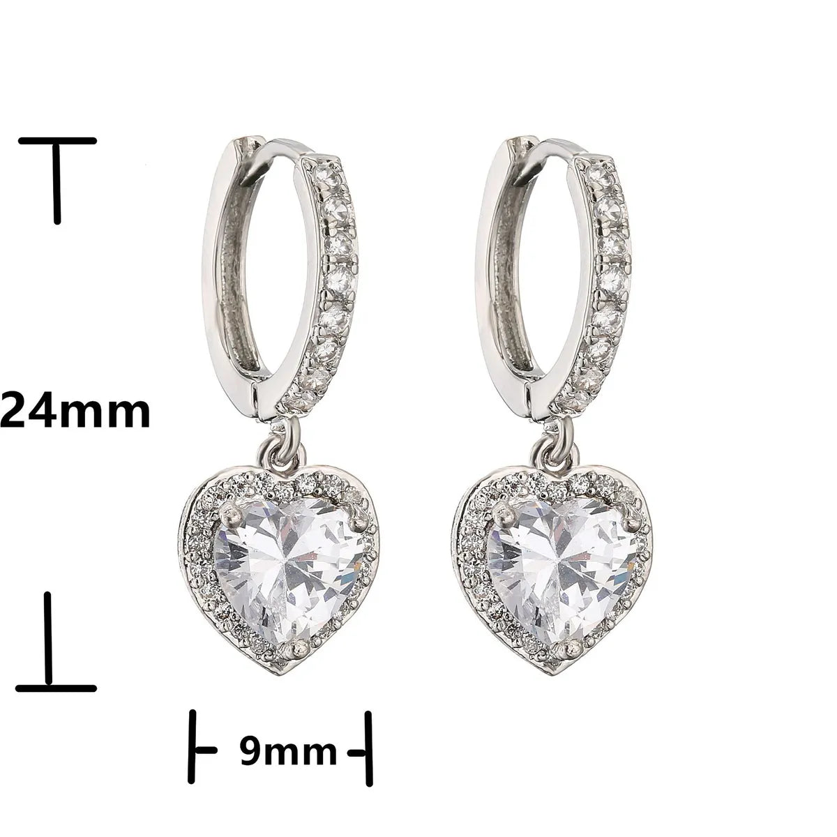 Fashion Zircon Micro-inlaid Peach Heart Earrings European And American Style Copper Jewelry