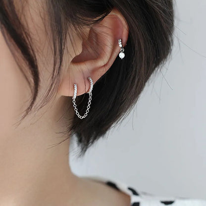 Fashion  Zircon Round Ear Buckle  Creative  Pierced Earrings