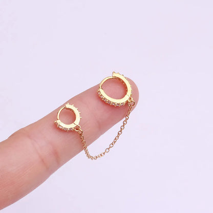 Fashion  Zircon Round Ear Buckle  Creative  Pierced Earrings