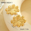 Fashionable Allmatch Stainless Steel Brushed Geometric And Flower Pattern Jewelry Set For Women With Electroplating