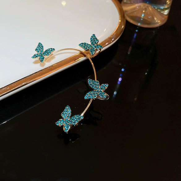 Fashionable Alloy Butterfly And Bow Ear Clips For Women With Diamond Treatment Process