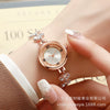 Fashionable Alloy Women's Bracelet Watch With Rhinestone Ball Quicksand And Round Dial