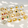 Fashionable Antique Electroplated Geometric Natural Semiprecious Stone Hexagonal Rhombus Ring Unisex Accessories