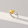 Fashionable Antique Electroplated Geometric Natural Semiprecious Stone Hexagonal Rhombus Ring Unisex Accessories