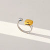 Fashionable Antique Electroplated Geometric Natural Semiprecious Stone Hexagonal Rhombus Ring Unisex Accessories
