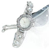 Fashionable Chalcedony Diamond Women's Alloy Watch With Round Dial And Pullout Bracelet