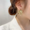 Fashionable Circle 925 Silver And Alloy Pin Earrings With Geometric Styling And Electroplating Treatment