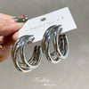 Fashionable Circle 925 Silver And Alloy Pin Earrings With Geometric Styling And Electroplating Treatment