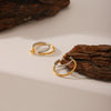 Fashionable Colorblocked Doublelayer Cshaped Titanium Steel Women's Earrings With Geometric Style And Electroplating Design