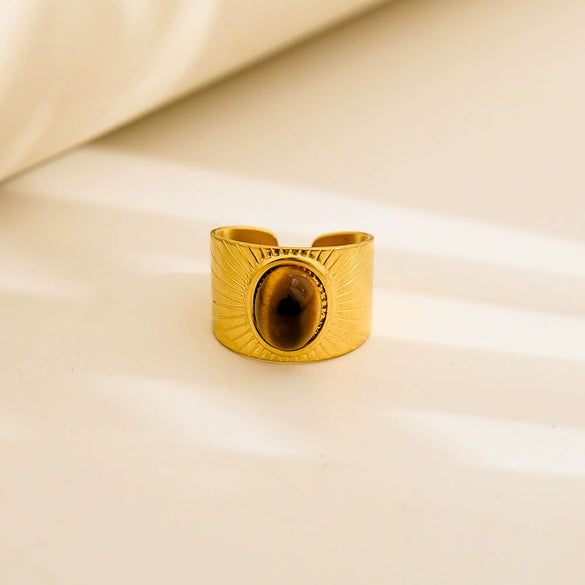 Fashionable Colorful Oildrip Geometric Stainless Steel Goldplated Titanium Steel Adjustable Open Ring For Unisex