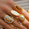 Fashionable Colorful Oildrip Geometric Stainless Steel Goldplated Titanium Steel Adjustable Open Ring For Unisex