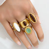 Fashionable Colorful Oildrip Geometric Stainless Steel Goldplated Titanium Steel Adjustable Open Ring For Unisex