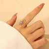 Fashionable Cool Trendy Women's Copper Inlaid Zirconium Cat's Eye Sunflower Ring Electroplated