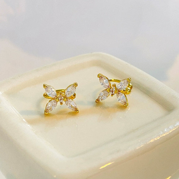 Fashionable Copper Zircon Butterfly Ear Clip For Women No Ear Holes With Animal Pattern