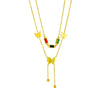 Fashionable Double Layer Frosted Three Dimensional Butterfly Tassel Clavicle Chain Necklace In Color Diamond Titanium Steel With Electroplating Geometric Pattern