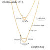 Fashionable Doublelayer Love Cnc Inlaid Zircon Stainless Steel And Titanium Steel Necklace With Geometric Design And Electroplating Treatment