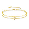 Fashionable Elegant Gold Color Copper Heart Shape Layered Anklet Exquisite Gentle Foot Jewelry For Women
