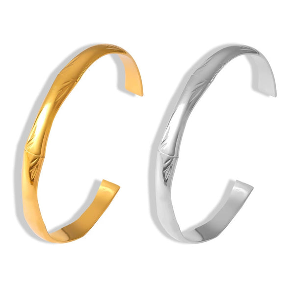 Fashionable Elegant High Rise Jewelry Bamboo Stitching 316L Stainless Steel Goldplated Bracelet With Plant Flowers Design And Electroplating Process