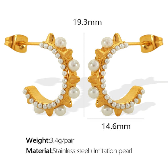 Fashionable Elegant Highend Women's 316L Stainless Steel Cshaped Geometric Earrings With Electroplating Design