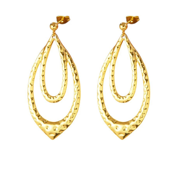 Fashionable Exaggerated Personality Fishtail Hollow Water Drop Geometric Shape Stainless Steel Earrings Stamping Process