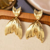 Fashionable Exaggerated Personality Fishtail Hollow Water Drop Geometric Shape Stainless Steel Earrings Stamping Process