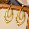Fashionable Exaggerated Personality Fishtail Hollow Water Drop Geometric Shape Stainless Steel Earrings Stamping Process