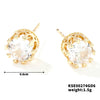 Fashionable Exquisite Gold Electroplated Titanium Steel Copper Earrings With Crown Pattern And Super Flash Zircon
