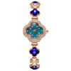 Fashionable Fresh Style Women's Alloy And Stainless Steel Rhinestone Fourleaf Clover Bracelet Watch