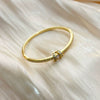 Fashionable Geometric Copper And Zircon Open Bangle Bracelet With Elegant Plated Finish For Decorative Accessory Styling