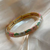 Fashionable Geometric Enamel Open Elastic Bracelet With Plated Finish Versatile Light Luxury Jewelry Accessory