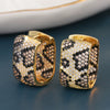 Fashionable Geometric Leopard Print Copper Earrings With Zirconia For Women