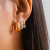 Fashionable Geometric Metal Women's Ushaped Earrings With Diamond Drop And Electroplating