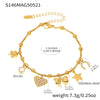 Fashionable Geometric Stainless Steel Goldplated Ferris Wheel Heart Bow Multiaccessory Bracelet And Anklet For Women