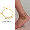 Fashionable Geometric Stainless Steel Goldplated Ferris Wheel Heart Bow Multiaccessory Bracelet And Anklet For Women