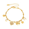 Fashionable Geometric Stainless Steel Goldplated Ferris Wheel Heart Bow Multiaccessory Bracelet And Anklet For Women