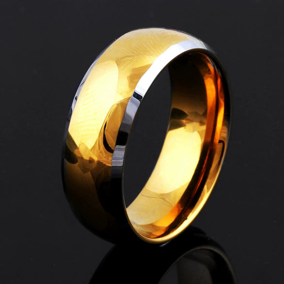 Fashionable Geometric Twotone 18K Gold Electroplated Stainless Steel Ring For Men And Women