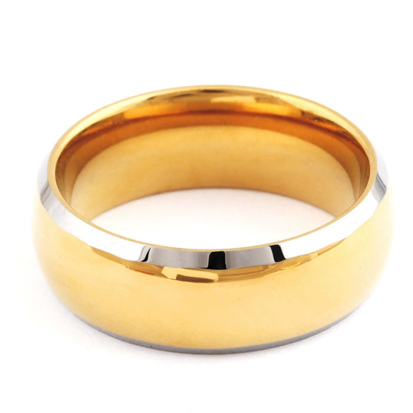 Fashionable Geometric Twotone 18K Gold Electroplated Stainless Steel Ring For Men And Women