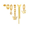 Fashionable Goldplated Stainless Steel Jewelry Set With Chain Tassel Butterfly Circle Earrings