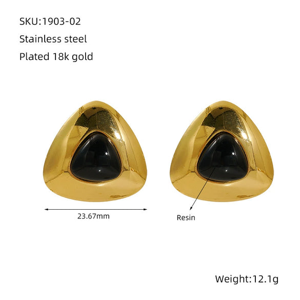 Fashionable Heart Titanium Steel Earrings 18K Gold Plated Water Plated