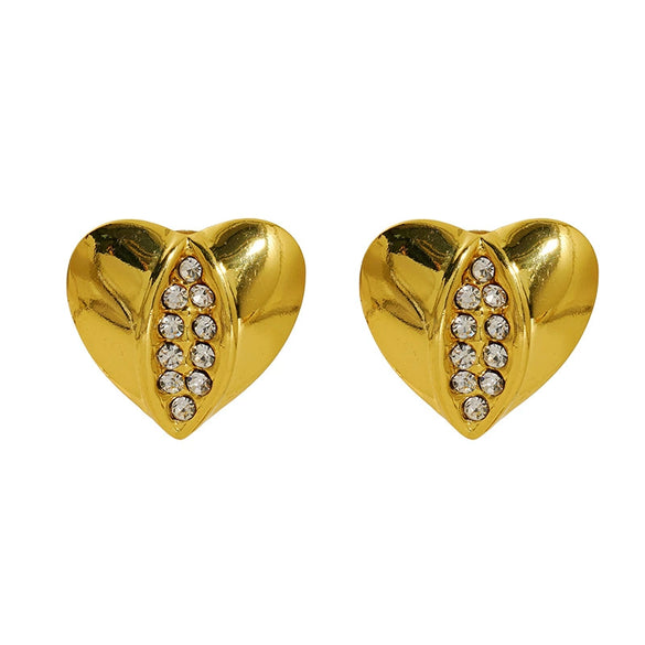 Fashionable Heart Titanium Steel Earrings 18K Gold Plated Water Plated
