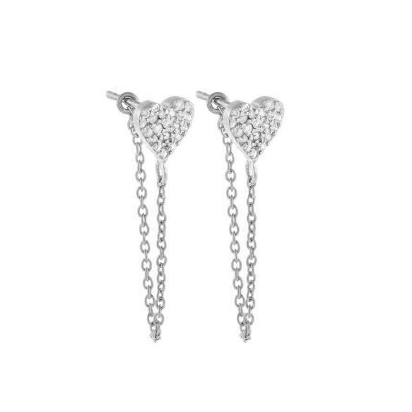 Fashionable Heartshaped Diamond Zircon Onepiece Earrings For Women