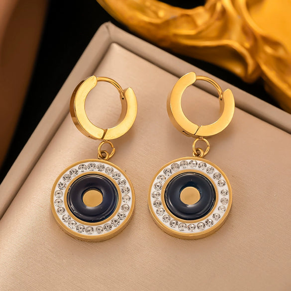 Fashionable High End Light Luxury Stainless Steel Earrings For Women With Geometric Design And Electroplating