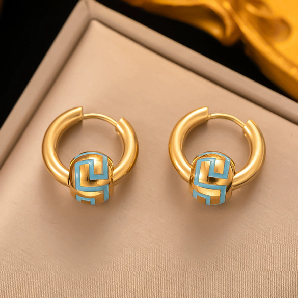 Fashionable High End Light Luxury Stainless Steel Earrings For Women With Geometric Design And Electroplating