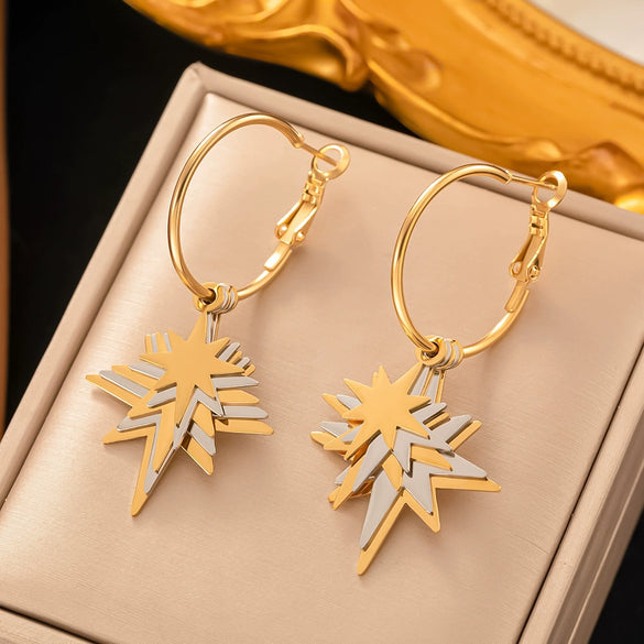 Fashionable High End Light Luxury Stainless Steel Earrings For Women With Geometric Design And Electroplating