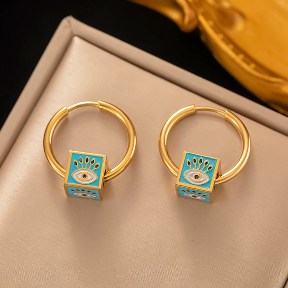 Fashionable High End Light Luxury Stainless Steel Earrings For Women With Geometric Design And Electroplating
